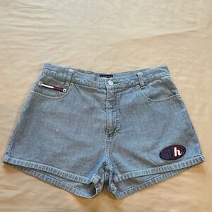 Tommy Hilfiger‎ Vintage Womens Sz 7 Shorts Patches Rare Flat Front Blue